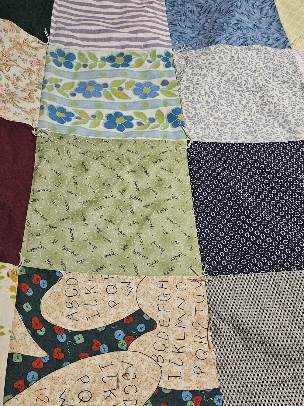 Homemade Patchwork Quilt Throw - Multicolor Squares